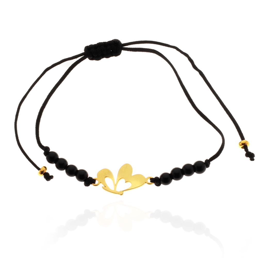 BUTTERFLY BRACELET ON CORD WITH BEADS BUTTERFLY BRACELET ON CORD WITH BEADS