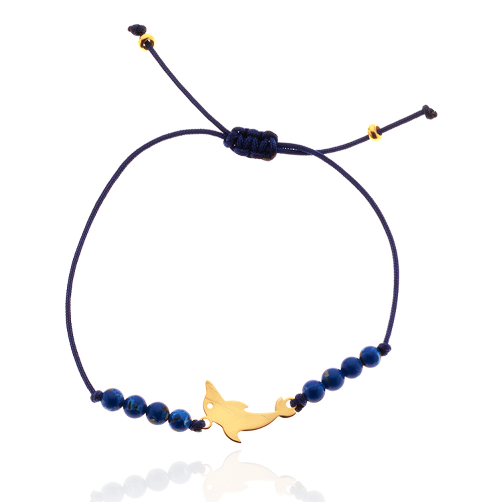 DOLPHIN BRACELET ON CORD WITH BEADS DOLPHIN BRACELET ON CORD WITH BEADS