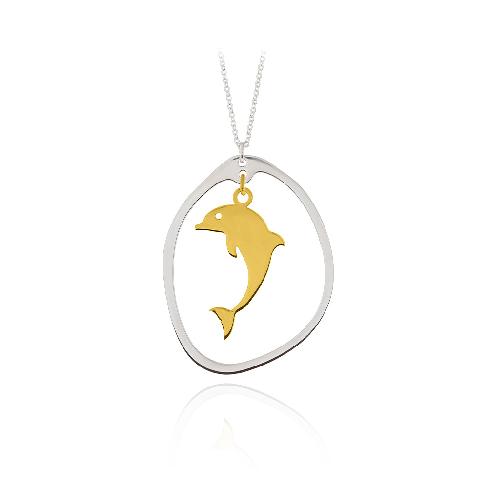 DOLPHIN NECKLACE WITH ABSTRACT CONTOUR