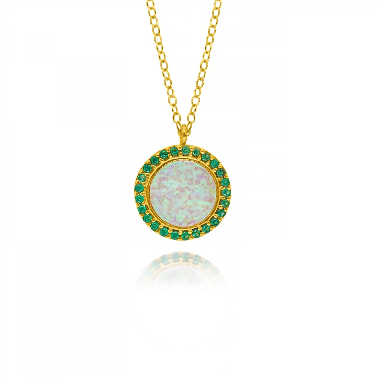 NECKLACE WITH ZIRCON AND OPAL STONES NECKLACE WITH ZIRCON AND OPAL STONES