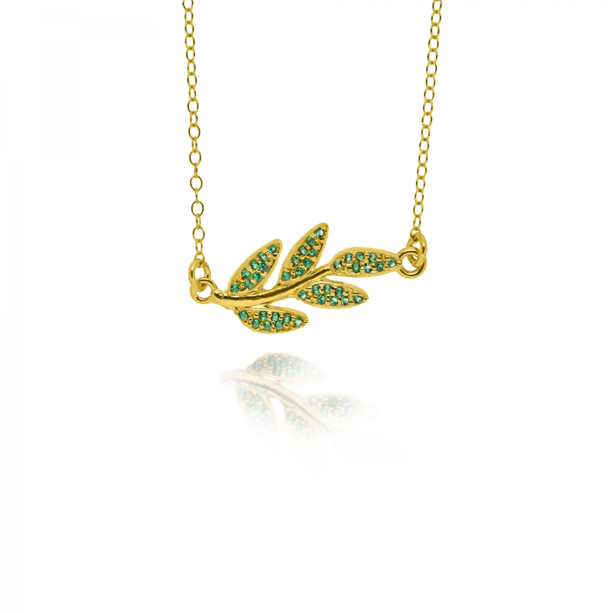 NECKLACE OLIVE WITH ZIRCON STONES NECKLACE OLIVE WITH ZIRCON STONES