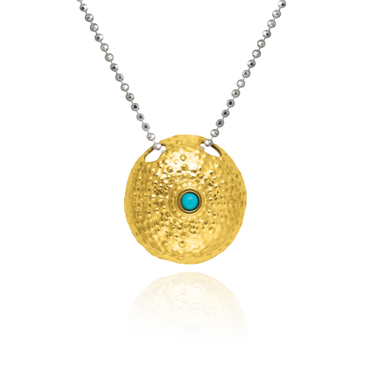 Sea ​​urchin necklace with turquoise stone