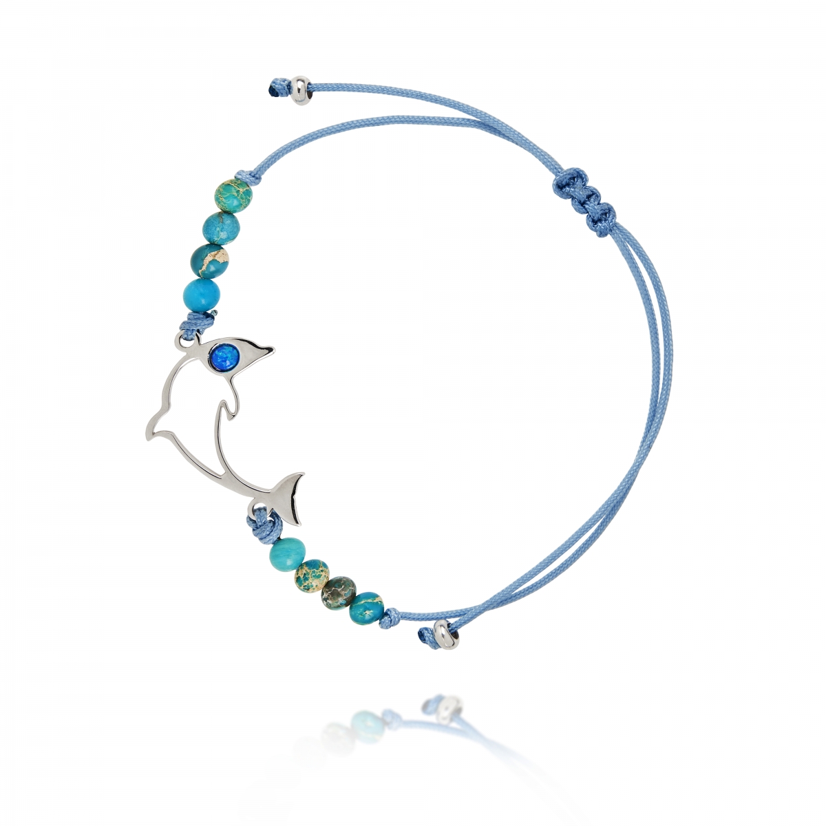 BRACELET DOLPHIN WITH OPAL ON CORD BRACELET DOLPHIN WITH OPAL ON CORD