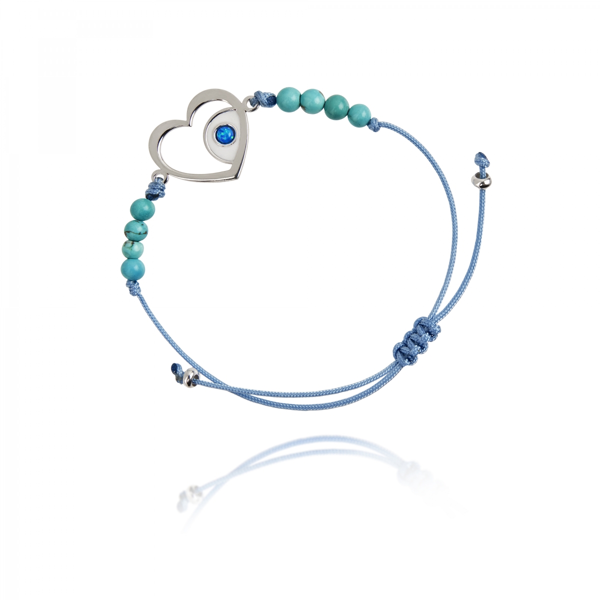 BRACELET HEART WITH OPAL ON CORD BRACELET HEART WITH OPAL ON CORD